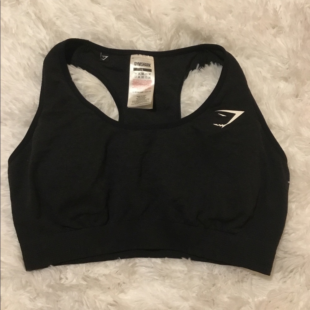 GYMSHARK RACERBACK SPORTS BRA DARK CHARCOAL GREY/BLACK SIZE LARGE
